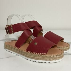 Morkas Leather Espadrille Sandals Dark Burgundy-Red MX6 Fits US 9 Platform